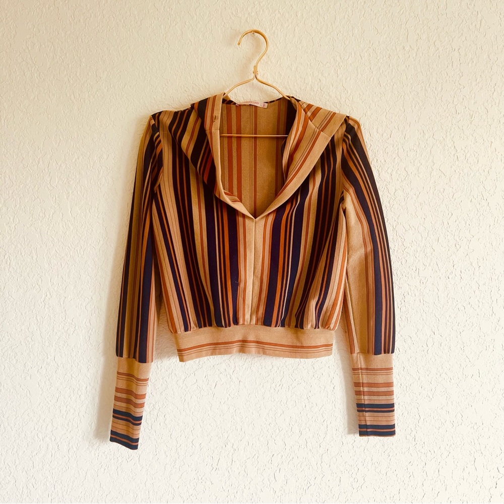 Valentino Striped Hooded Blouse
